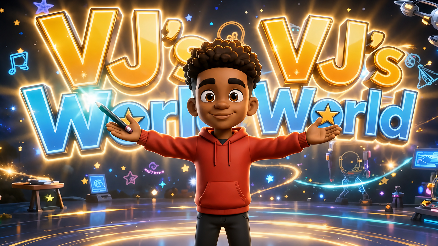 VJ welcoming viewers to VJ's World